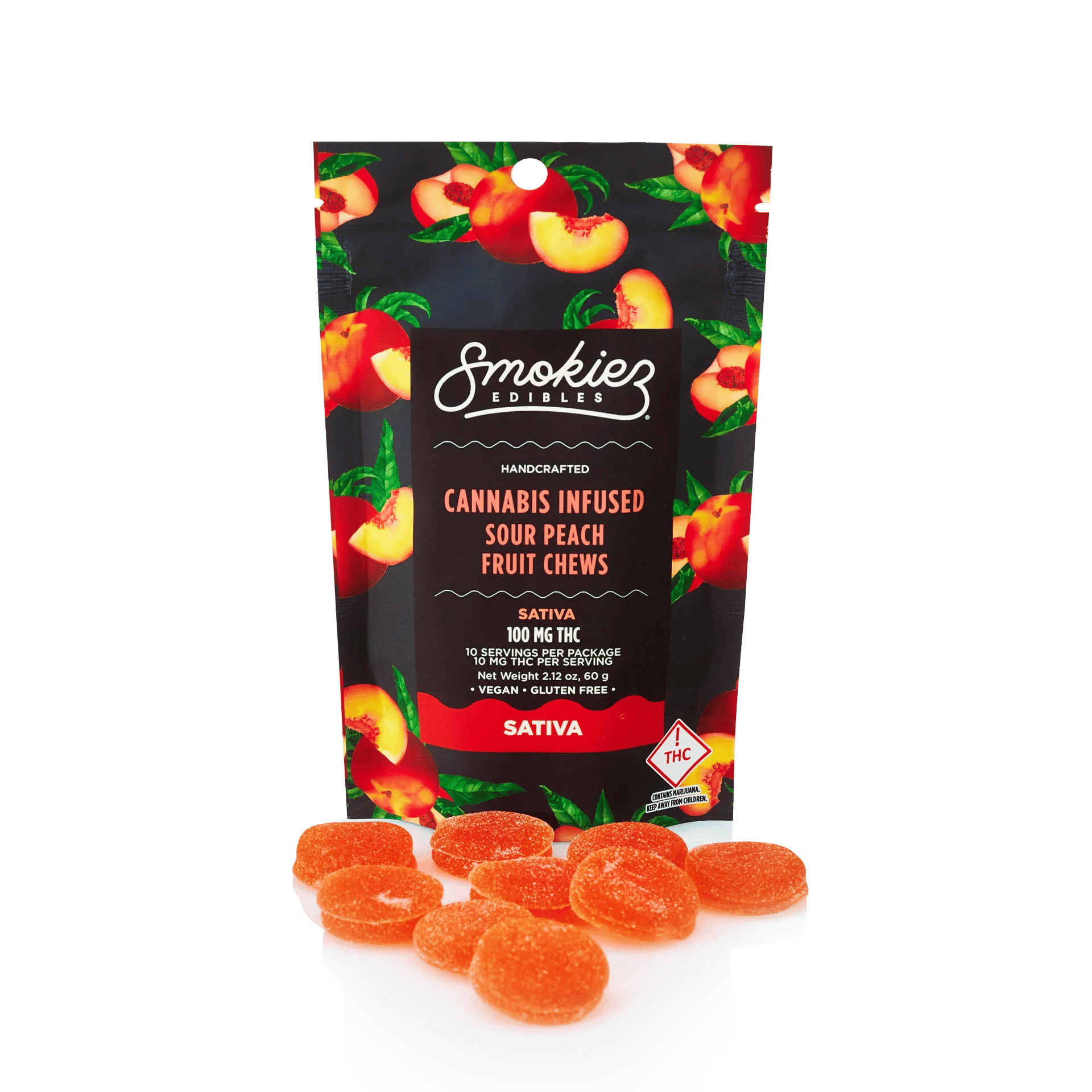 Sour Peach - 100mg Candies - Sativa - 10pk thumbnail 3