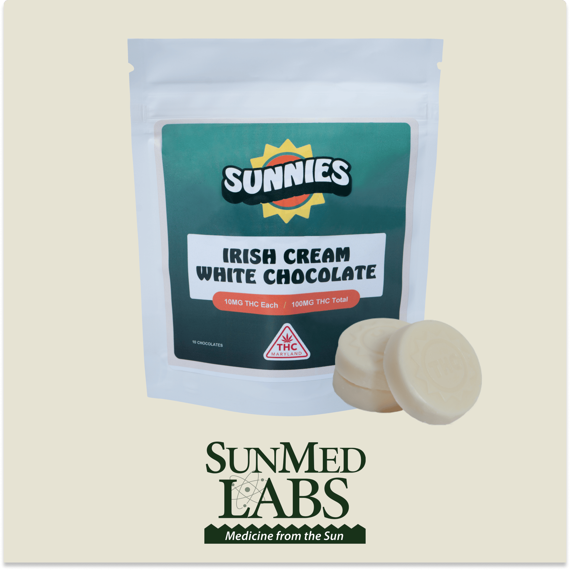 Irish Cream White - 100mg Chocolates - 10pk thumbnail 2