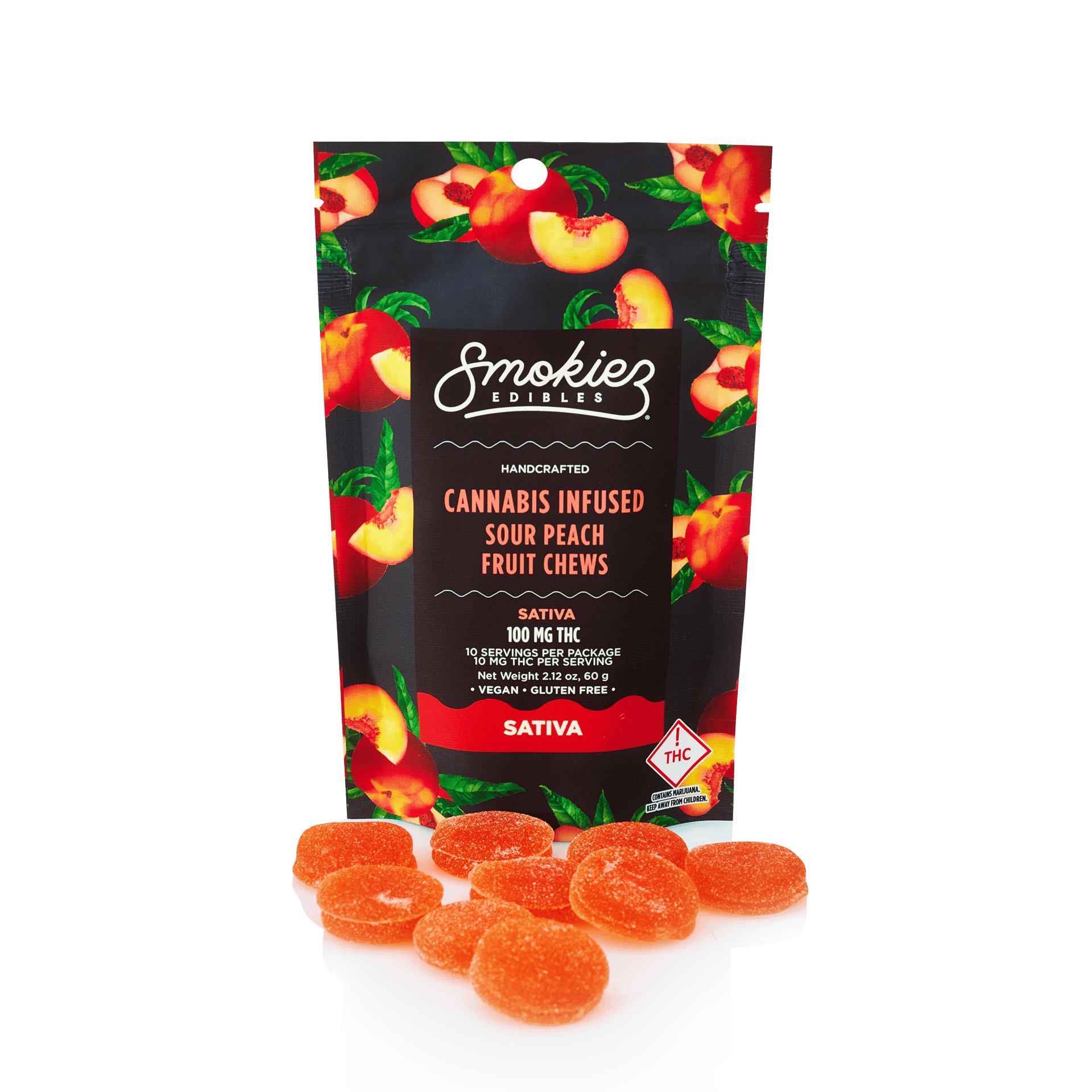 Sour Peach - 100mg Candies - Sativa - 10pk thumbnail 2