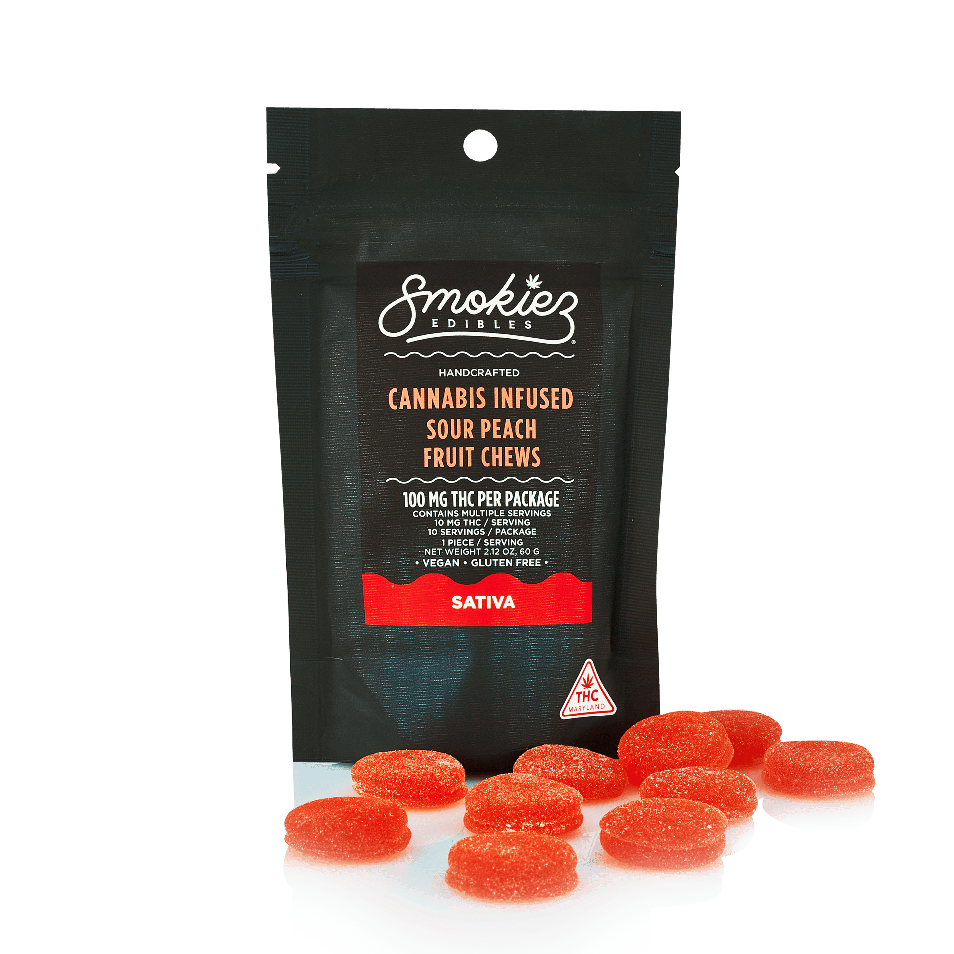 Sour Peach - 100mg Candies - Sativa - 10pk thumbnail 2