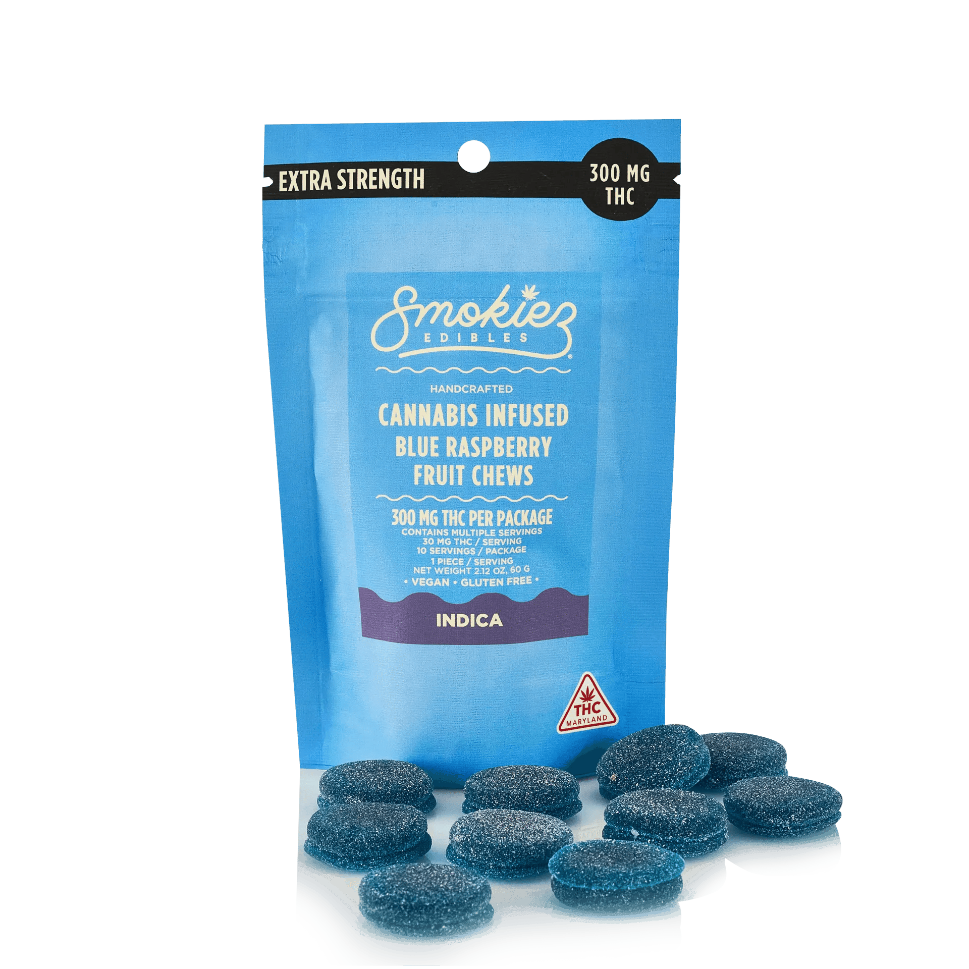 Blue Raspberry - 300mg Candies - Indica - 10pk thumbnail 3