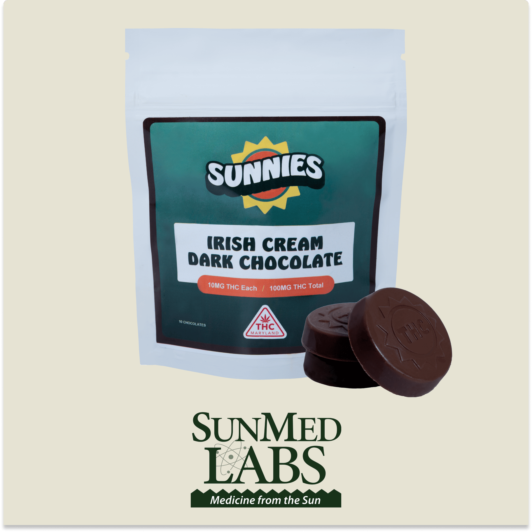 Irish Cream Dark - 100mg Chocolates - 10pk thumbnail 2