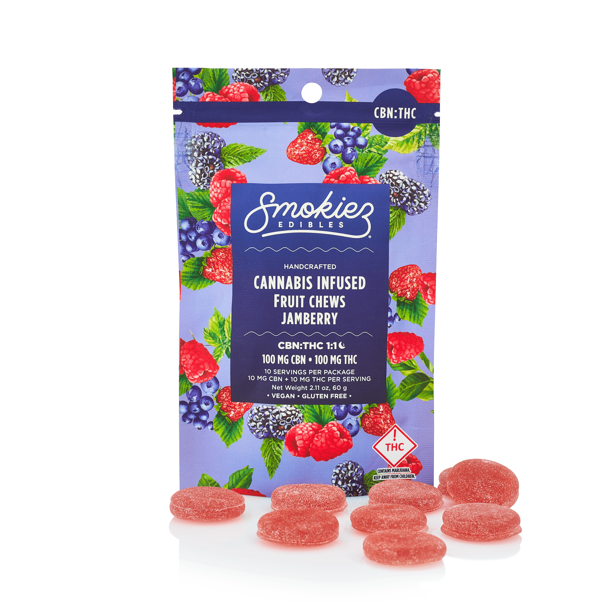 Sweet Jamberry 1:1 - 100mg Candies - Indica - 10pk thumbnail 2
