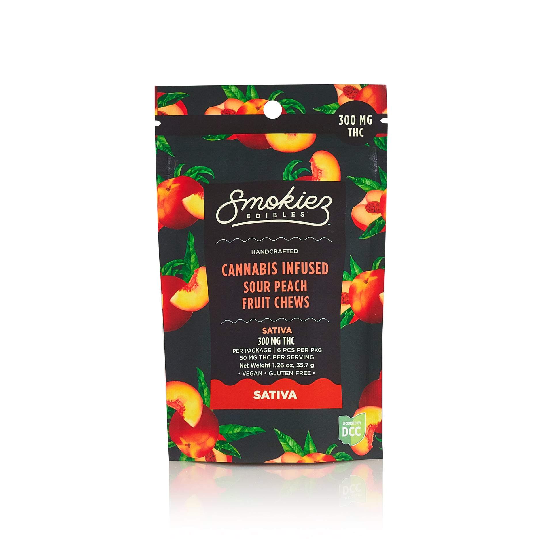 Sour Peach - 300mg Candies - Sativa - 6pk