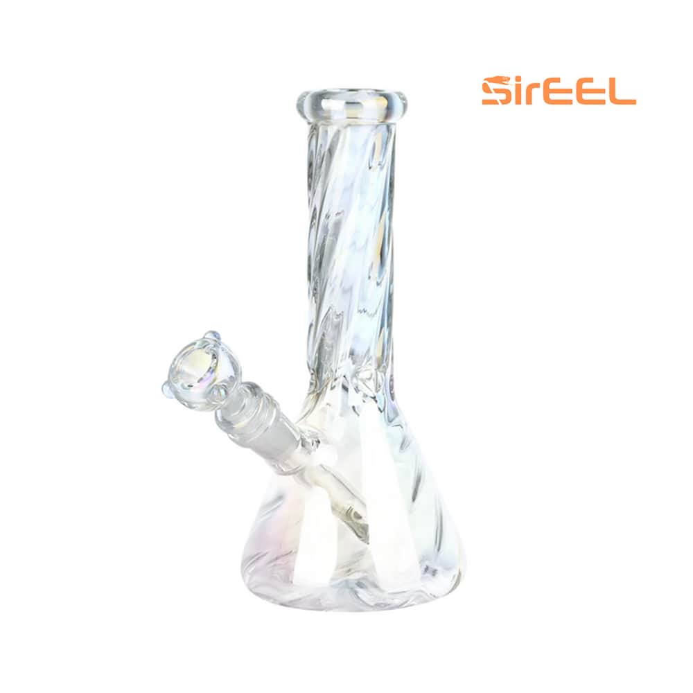 Twisted Neck Beaker Bong W/ Flower Bowl 8"