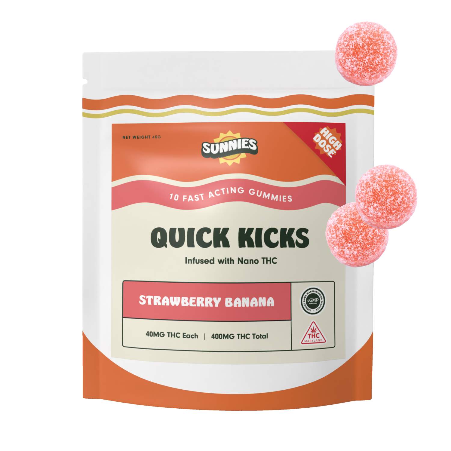 Strawberry Banana High Dose - 400mg Candies - 10pk