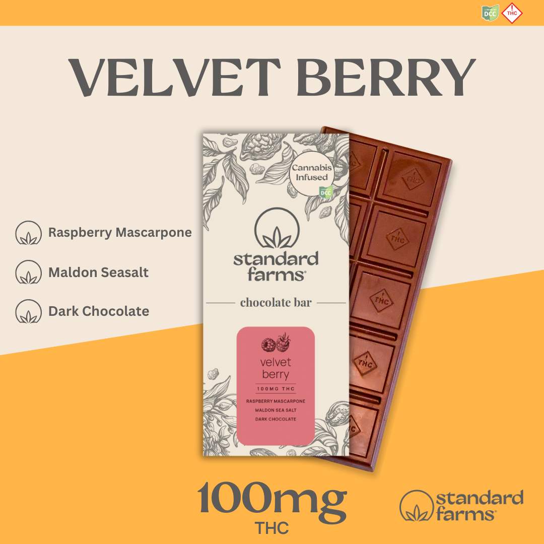 Velvet Berry Dark Chocolate Bar - 100mg Chocolates - 10pk