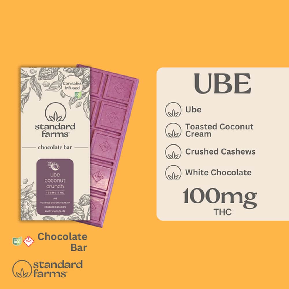 Ube Coconut Crunch White Chocolate Bar - 100mg Chocolates - 10pk