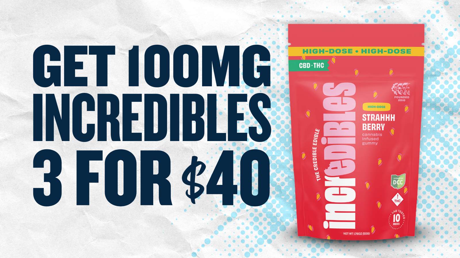 BUY 3 INCREDIBLES 100MG FOR $40
