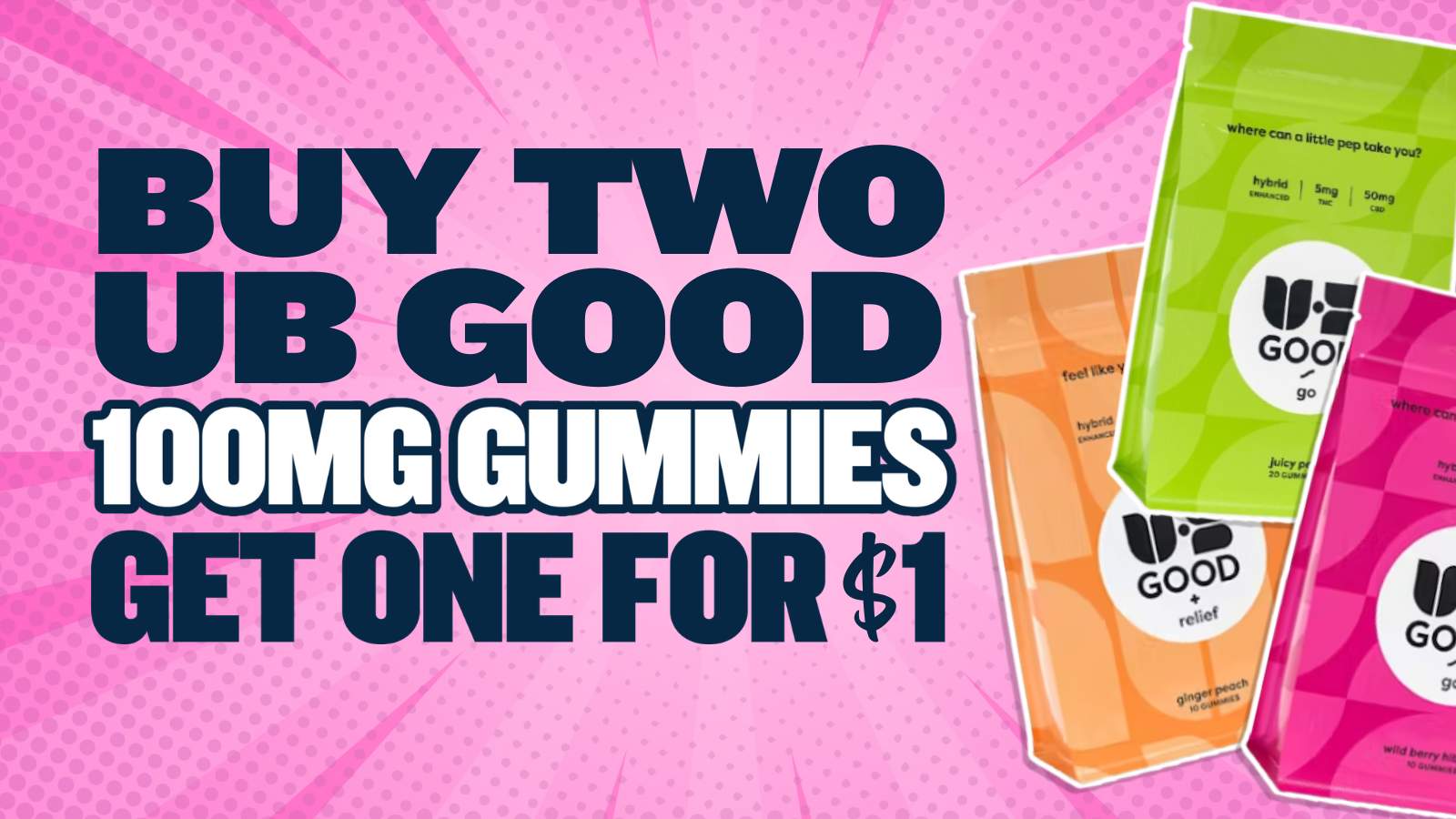 BUY 2 GET 1 $1 ALL UB GOOD 100MG EDIBLES