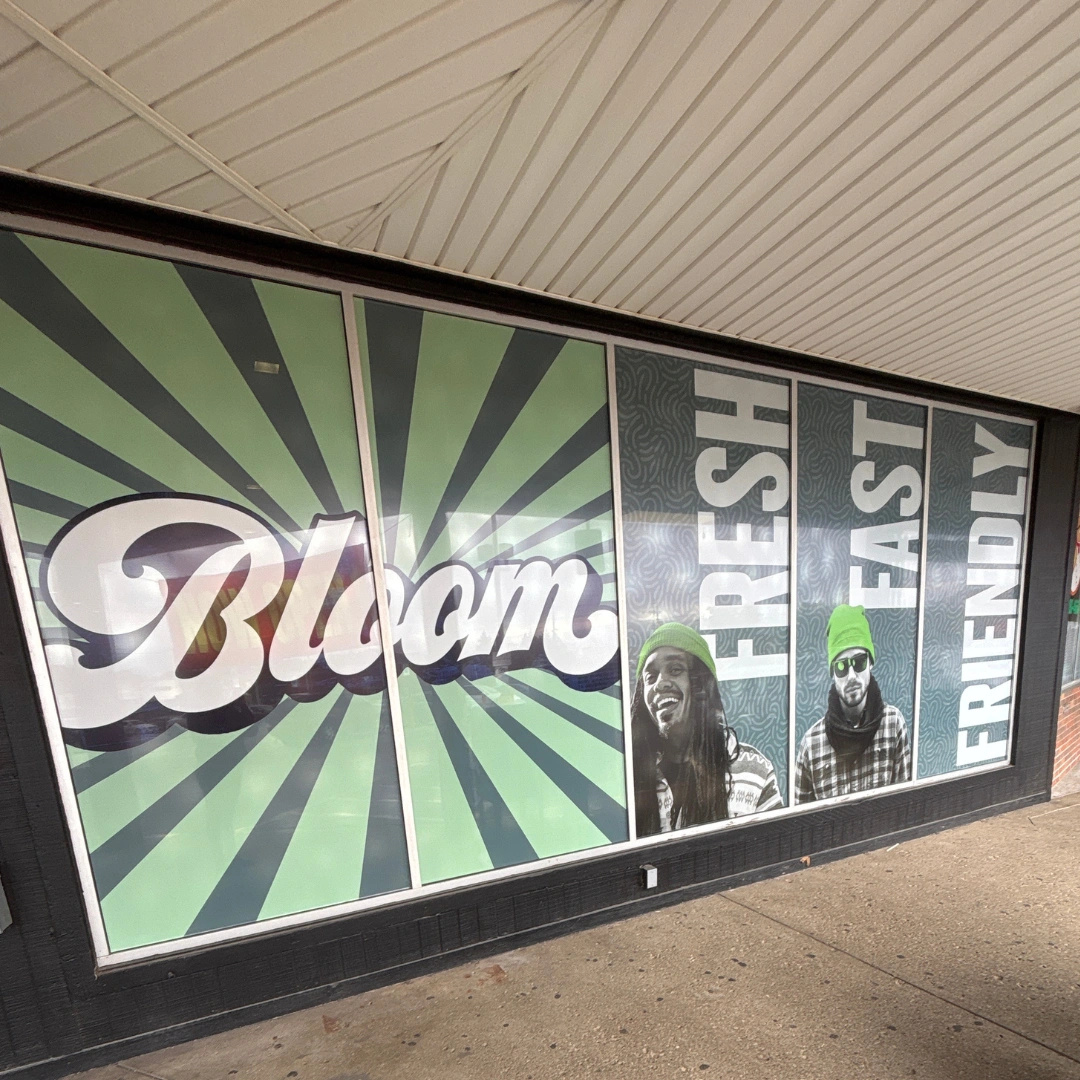 Bloom Massillon marijuana dispensary outdoor signage promising fresh, fast and friendly marijuana shopping experience