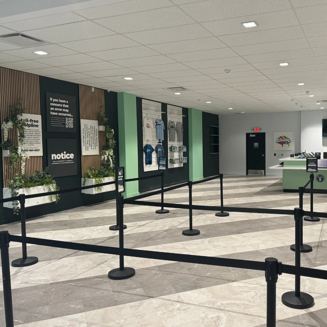 Bloom cannabis dispensary in Athens Ohio apparell wall and state rules and regulations for medical and recreational customers