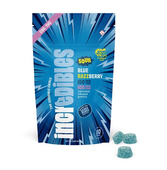 Sour Blue Razzberry 1:1 - 100mg Candies - 10pk thumbnail 2