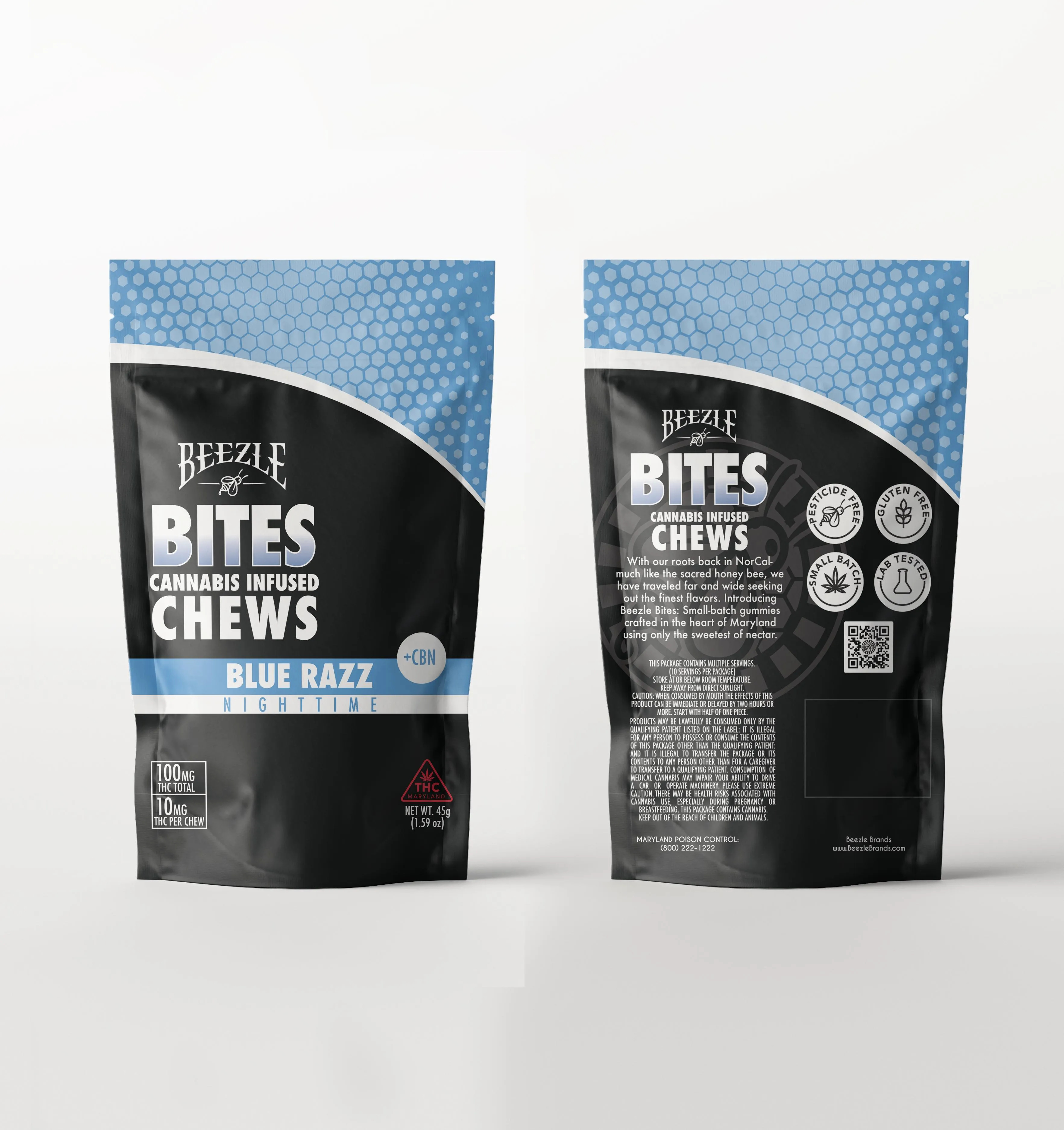 Blue Razz 1:1 Night Time - 100mg Candies - Indica - 10pk thumbnail 3