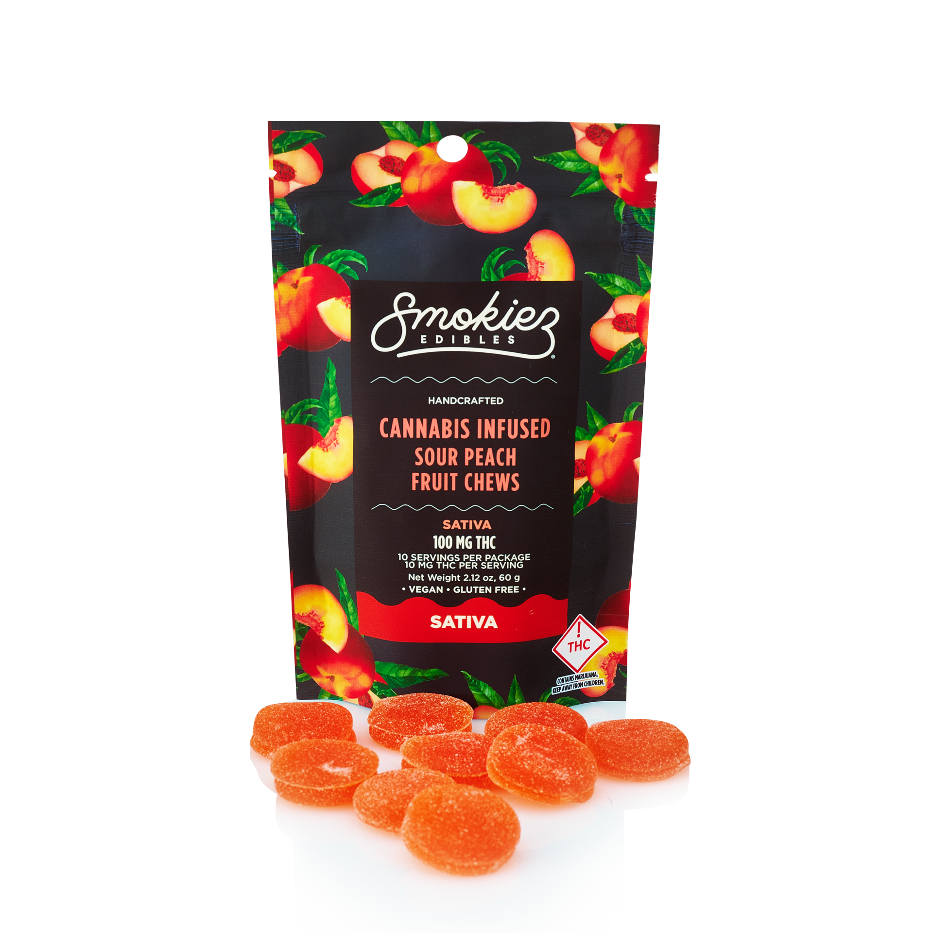 Sour Peach - 100mg Candies - Sativa - 10pk thumbnail 2