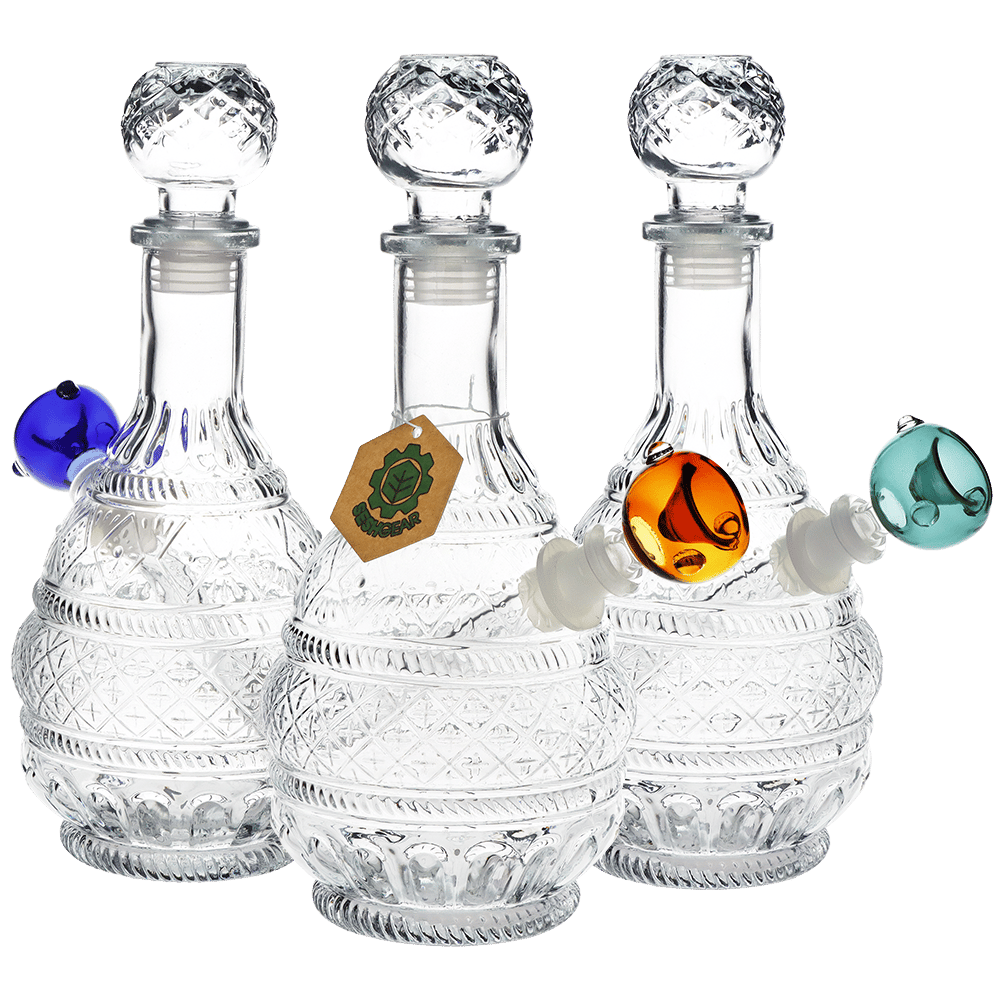 Vintage Decanter Style Glass Water Pipe 10.75" / 14mm F / Round Lotus