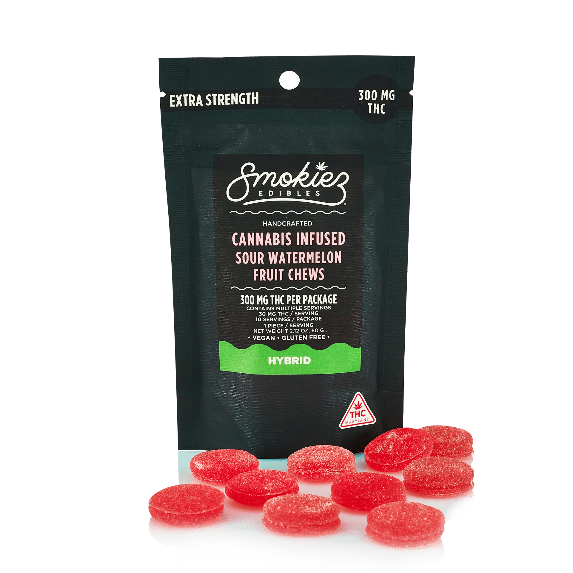 Watermelon - 300mg Candies - Hybrid - 10pk thumbnail 3