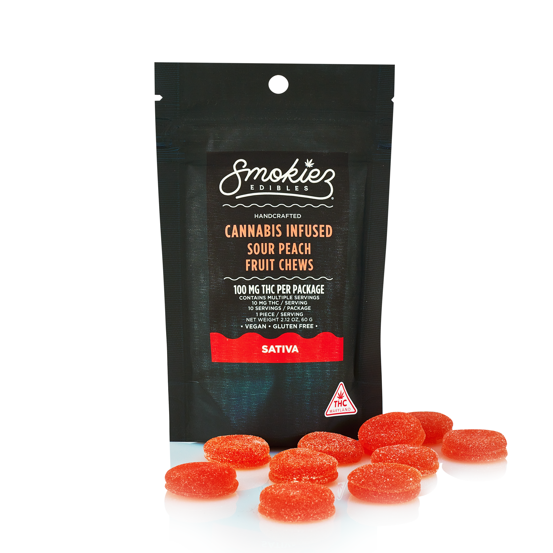 Sour Peach - 100mg Candies - Sativa - 10pk thumbnail 2