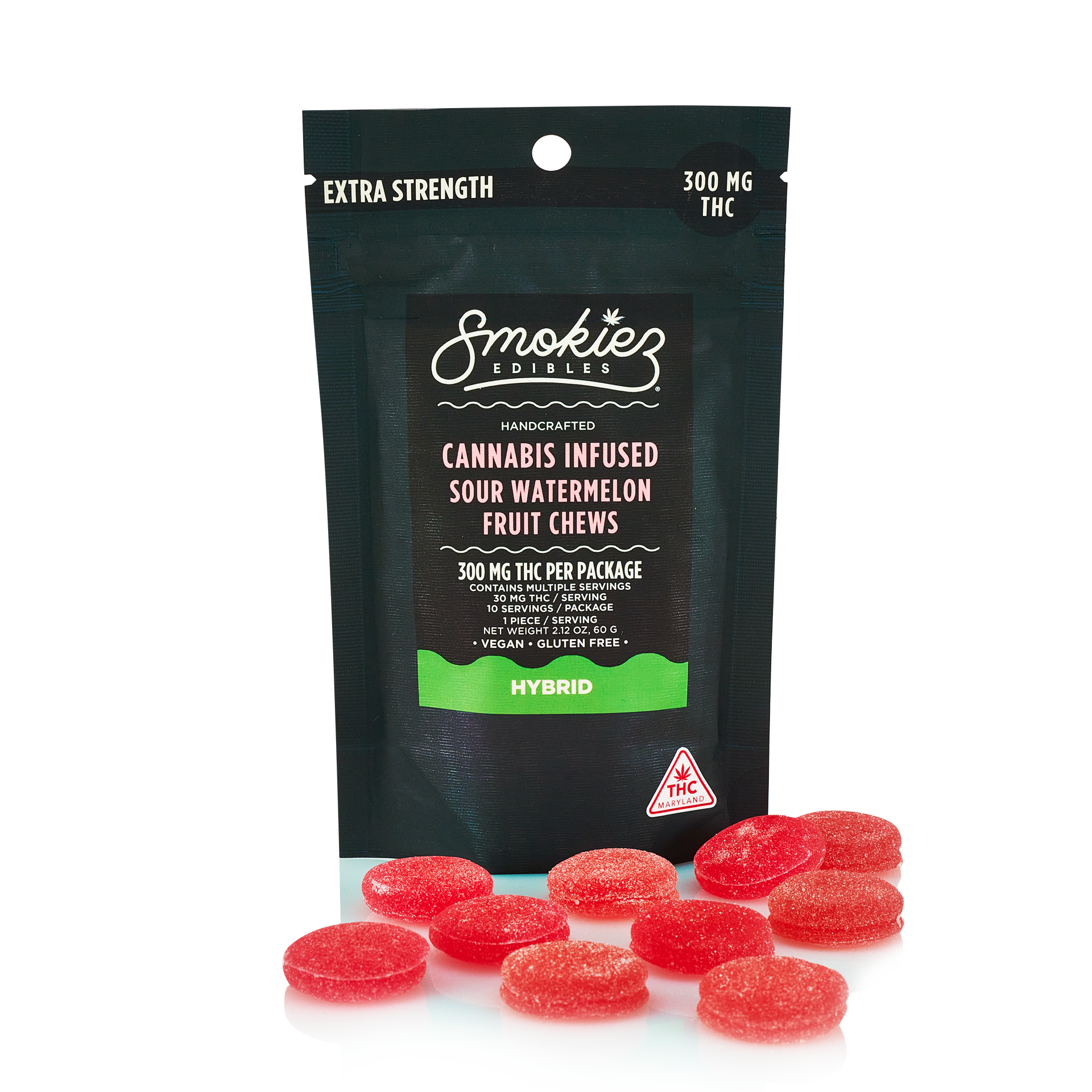 Watermelon - 300mg Candies - Hybrid - 10pk thumbnail 2