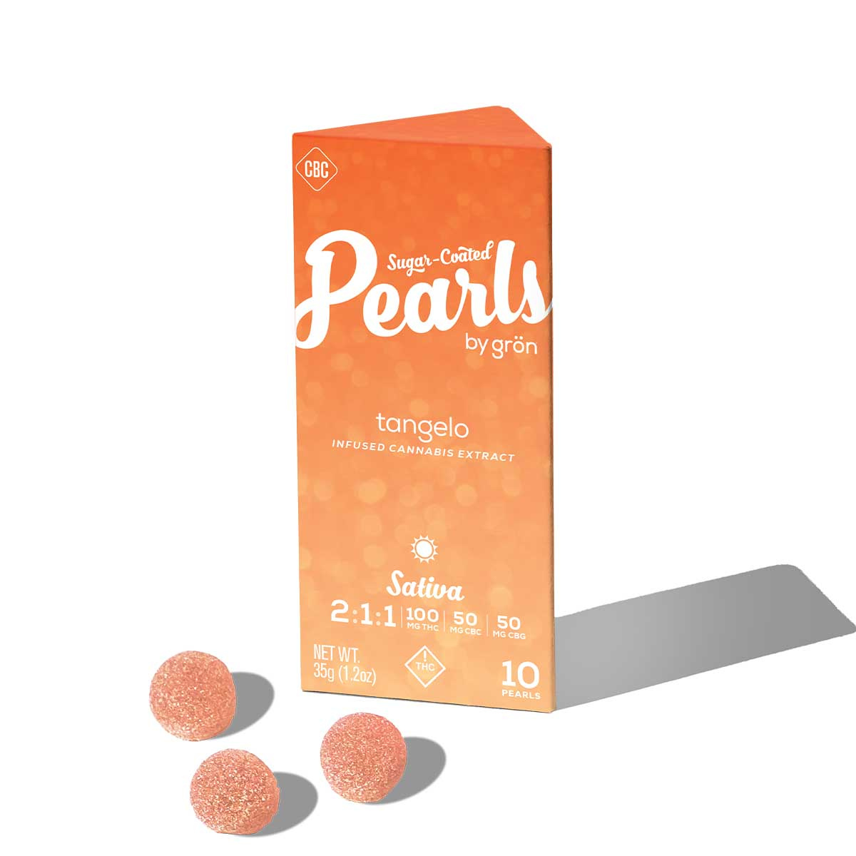 Tangelo Pearls 2:1:1 THC / CBC / CBG - 100mg Candies - Sativa - 10pk thumbnail 2