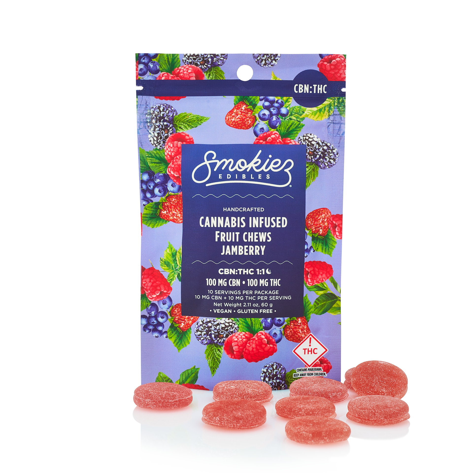 Sweet Jamberry 1:1 - 100mg Candies - Indica - 10pk thumbnail 2