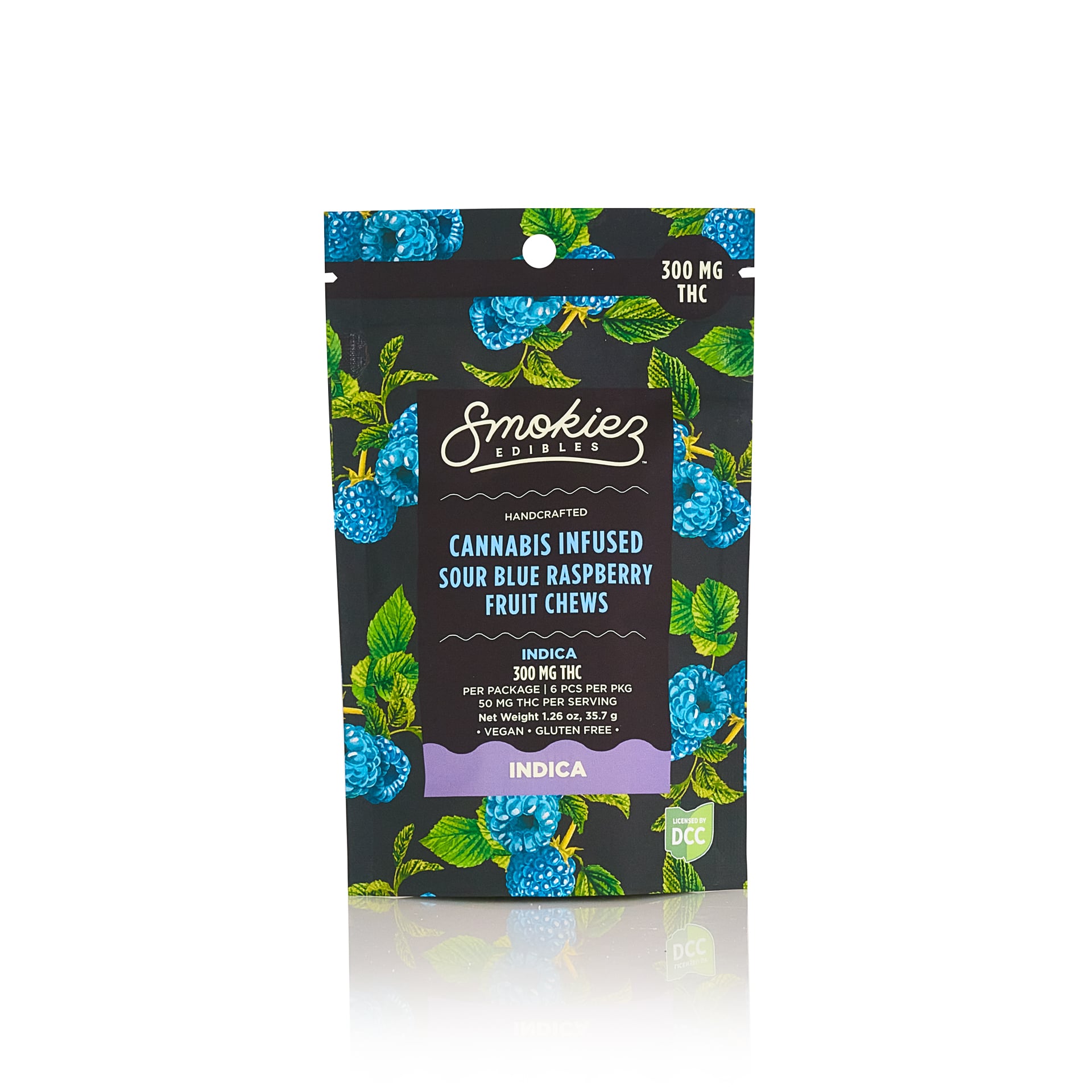 Sour Blue Raspberry - 300mg Candies - Indica - 6pk