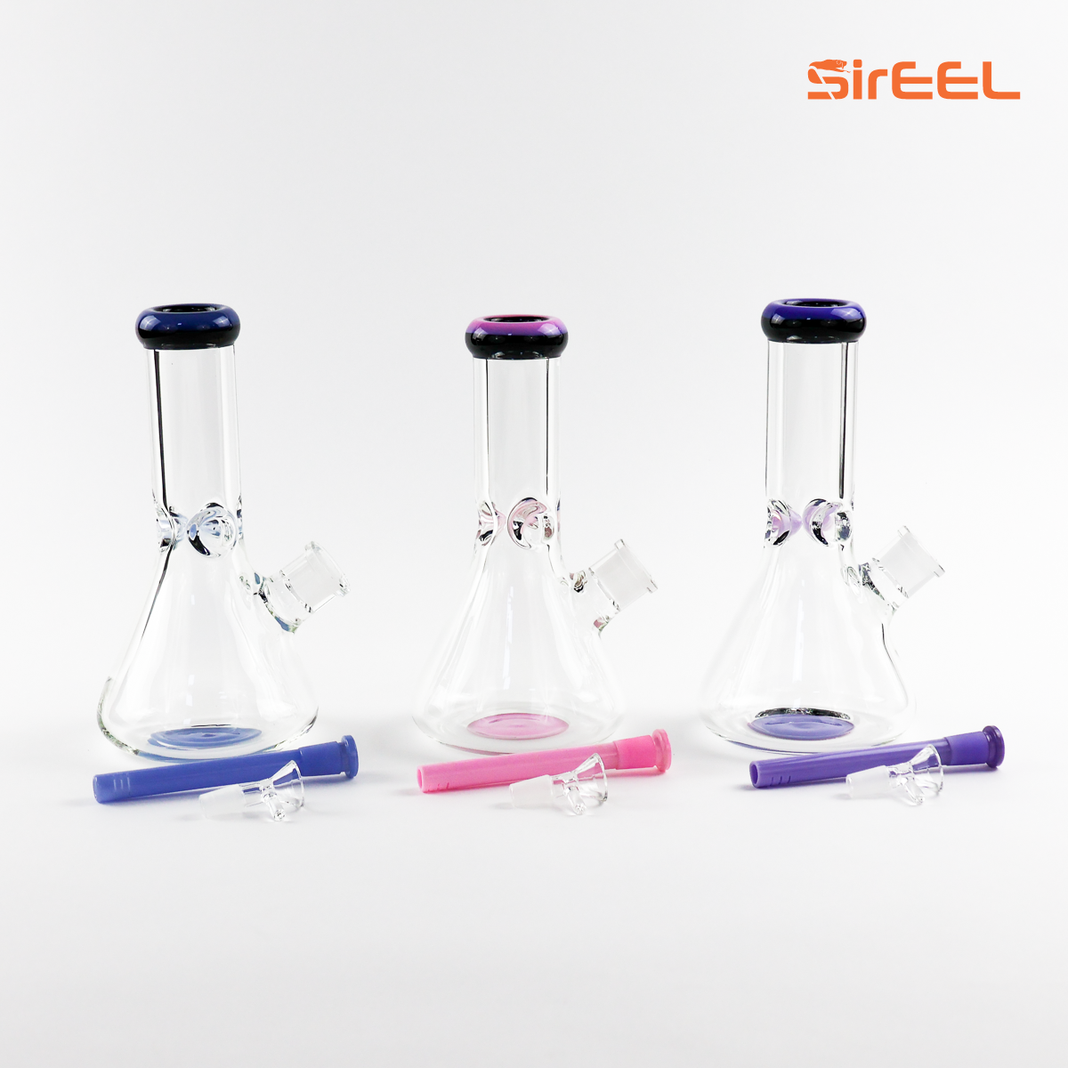 Stained Glass Beaker Water Pipe W/ Bowl 10"