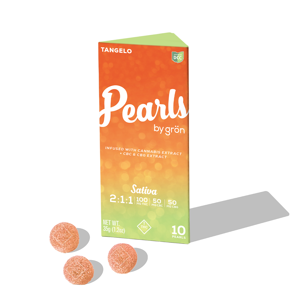 Tangelo Pearls 2:1:1 THC / CBC / CBG - 100mg Candies - Sativa - 10pk