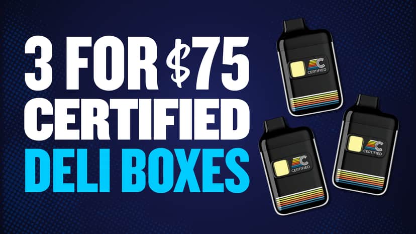 3 FOR $75 DELIBOX DISPOSABLES
